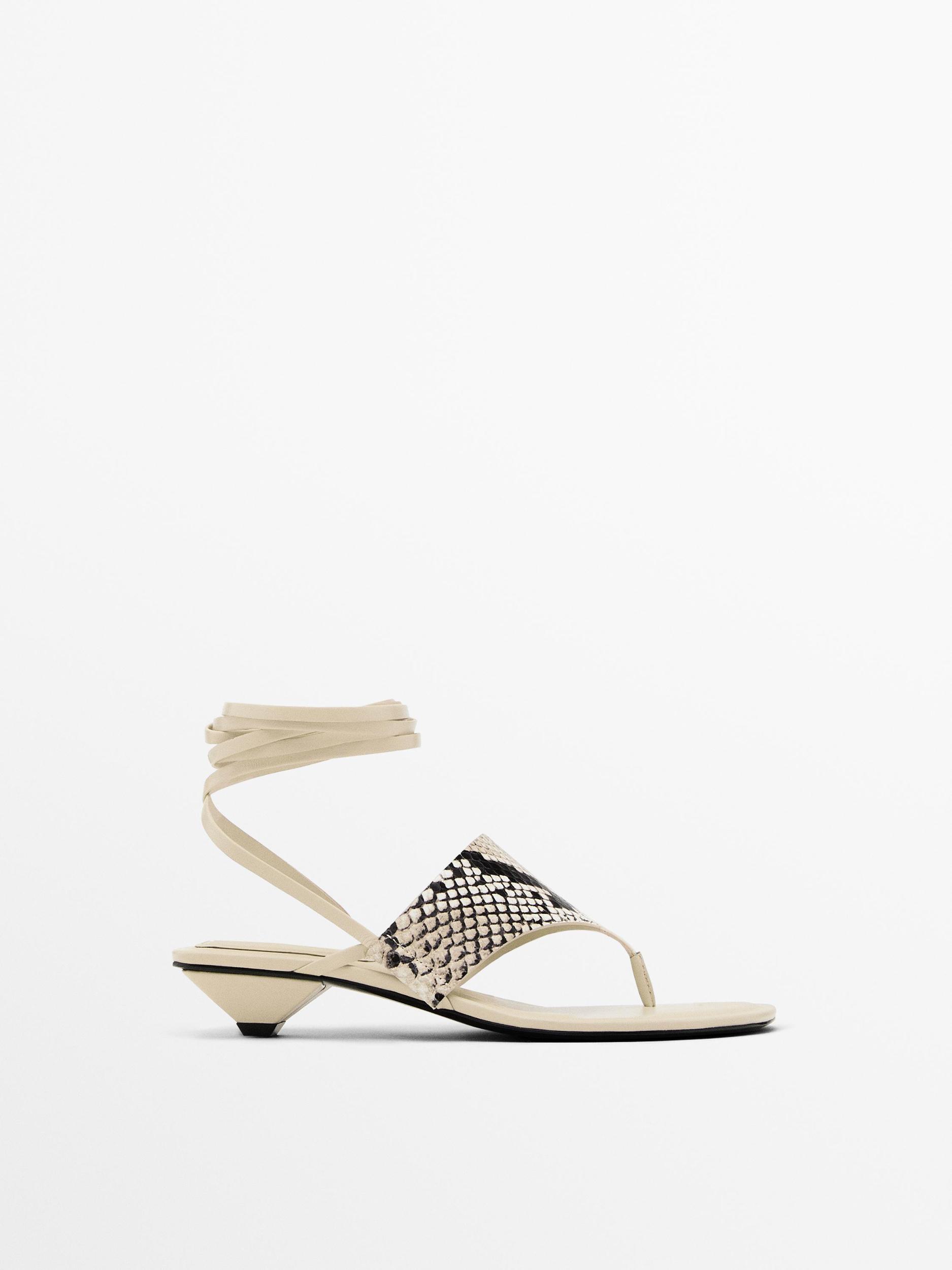 Tied animal print sandals Product Image