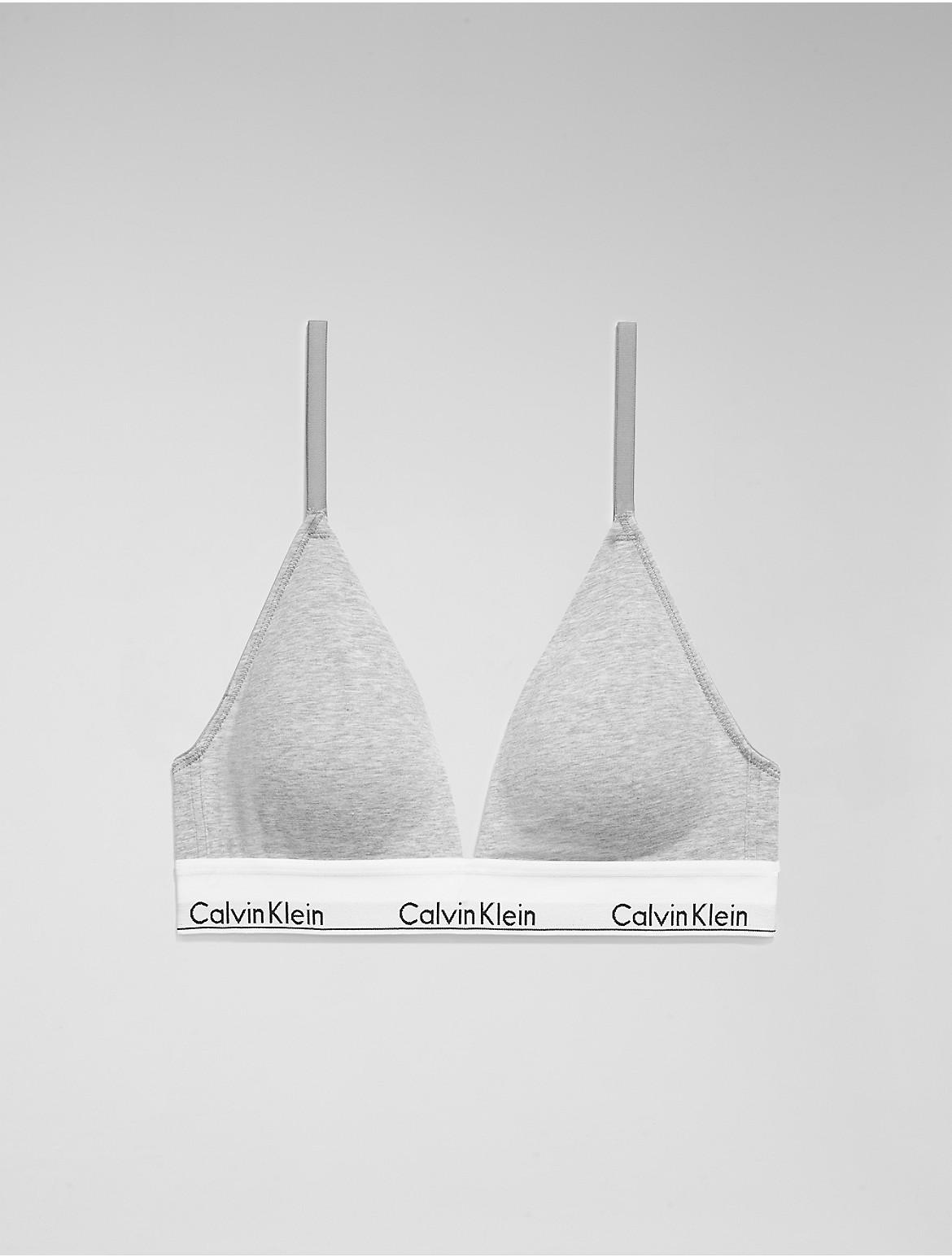 Calvin Klein Womens Icon Cotton Modal Lightly Lined Triangle Bralette - Grey Product Image