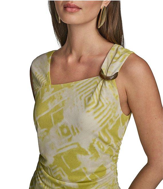 Donna Karan Scoop Neck Asymmetric Shoulder Ring Sleeveless Top Product Image