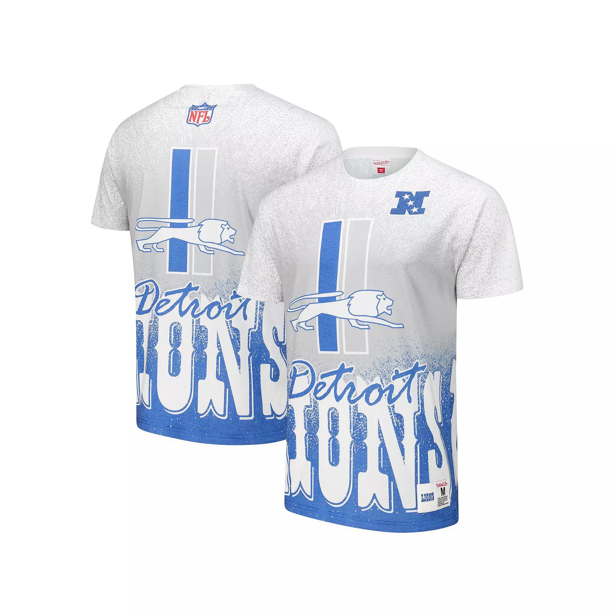 Men's Mitchell & Ness  White Detroit Lions Team Burst Vintage Logo T-Shirt, Size: Medium Product Image