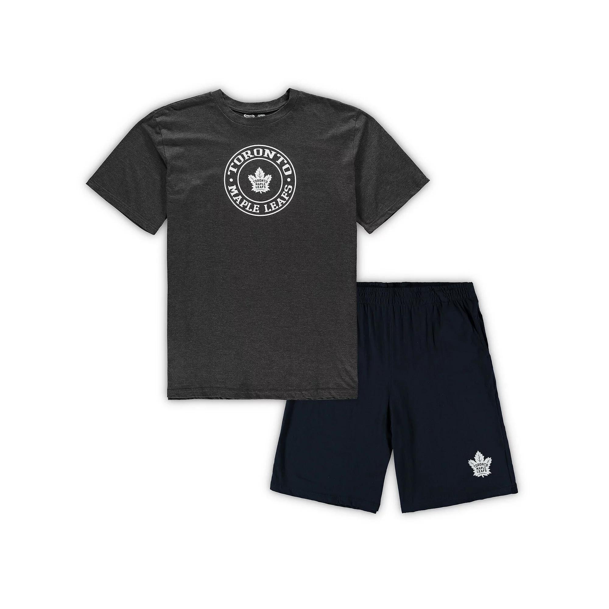 Men's Concepts Sport Navy/Heathered Charcoal Toronto Maple Leafs Big & Tall T-Shirt & Shorts Sleep Set,  Product Image