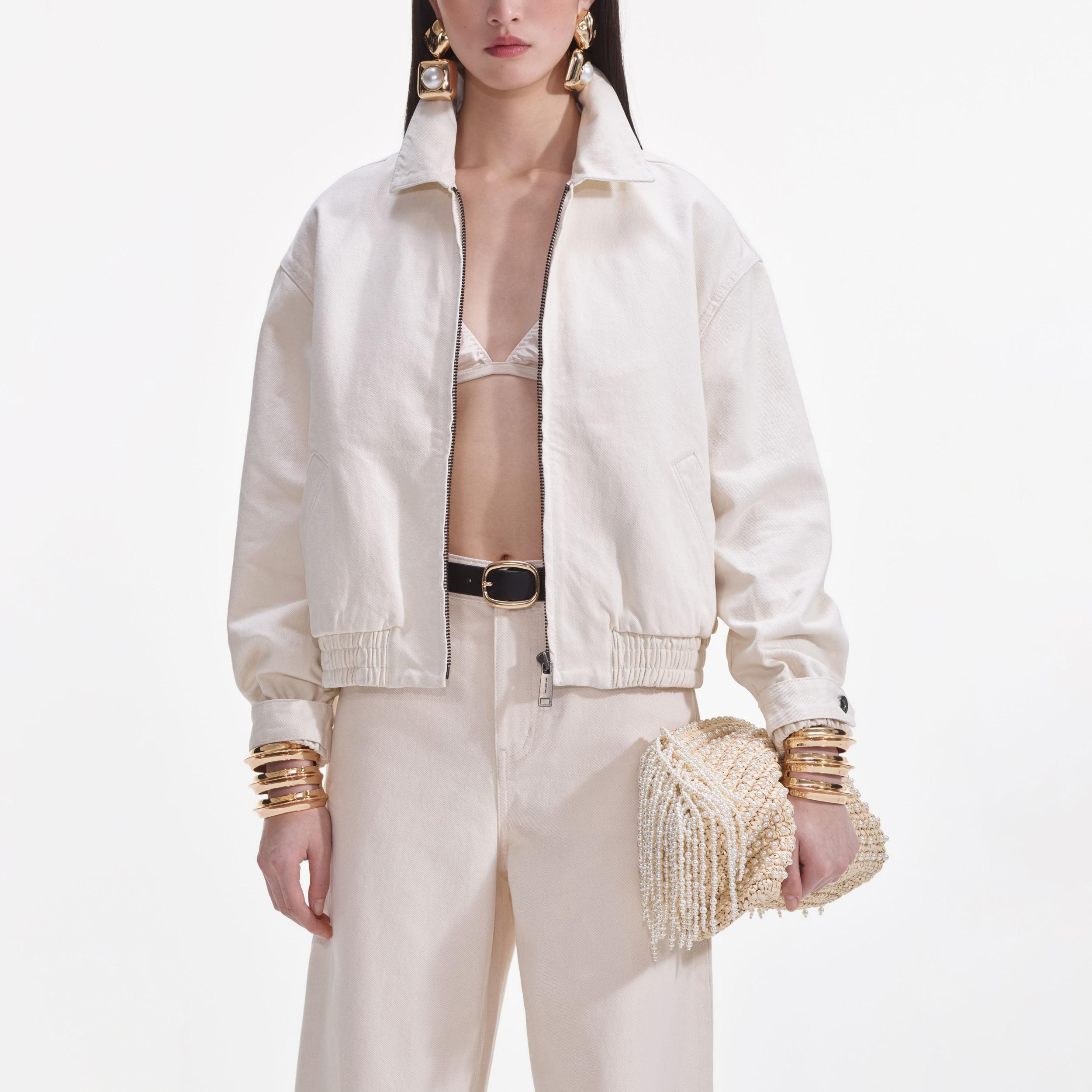 Cream Lightweight Denim Jacket Product Image