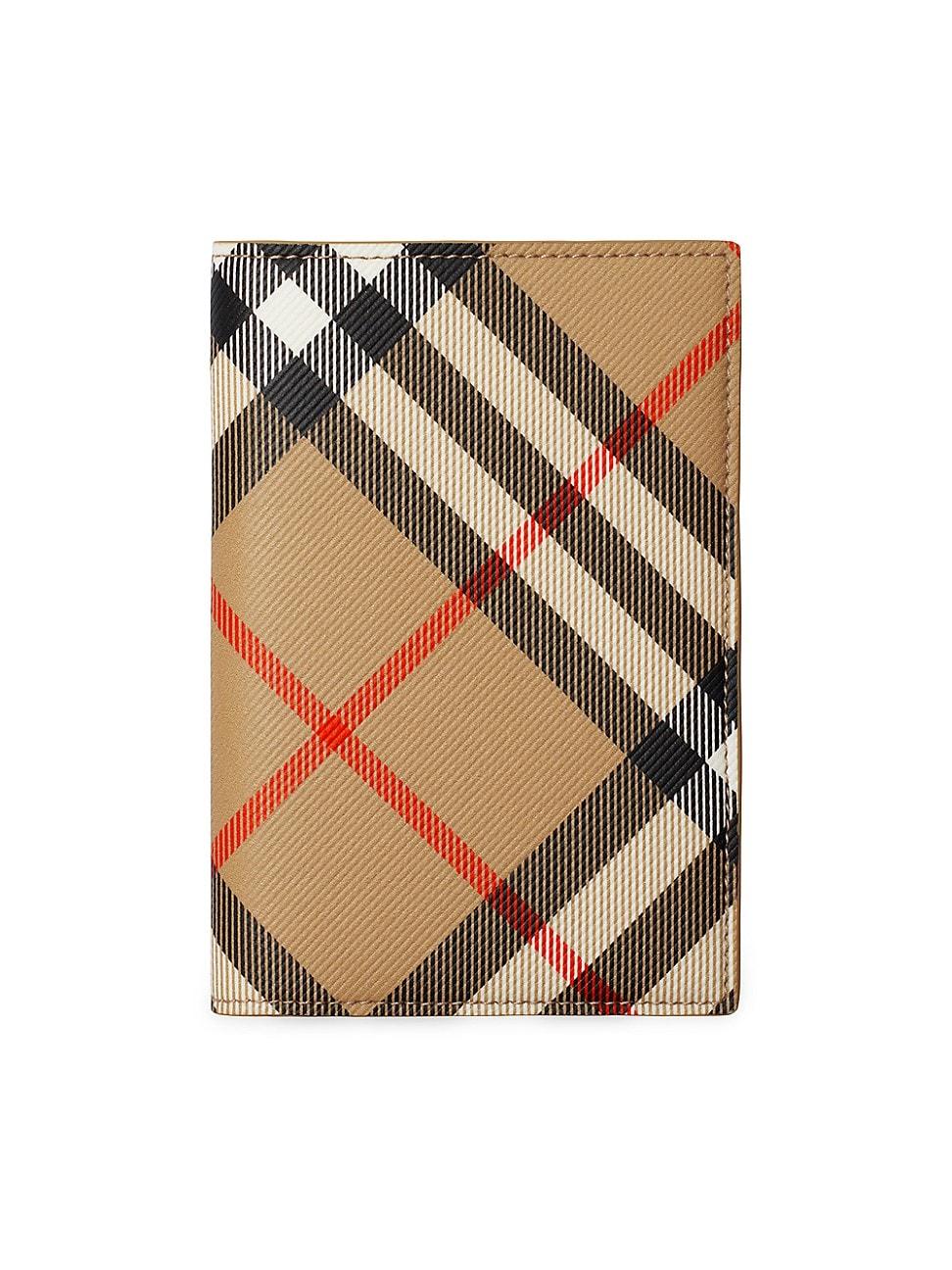 Mens Check Cotton-Blend Passport Holder Product Image