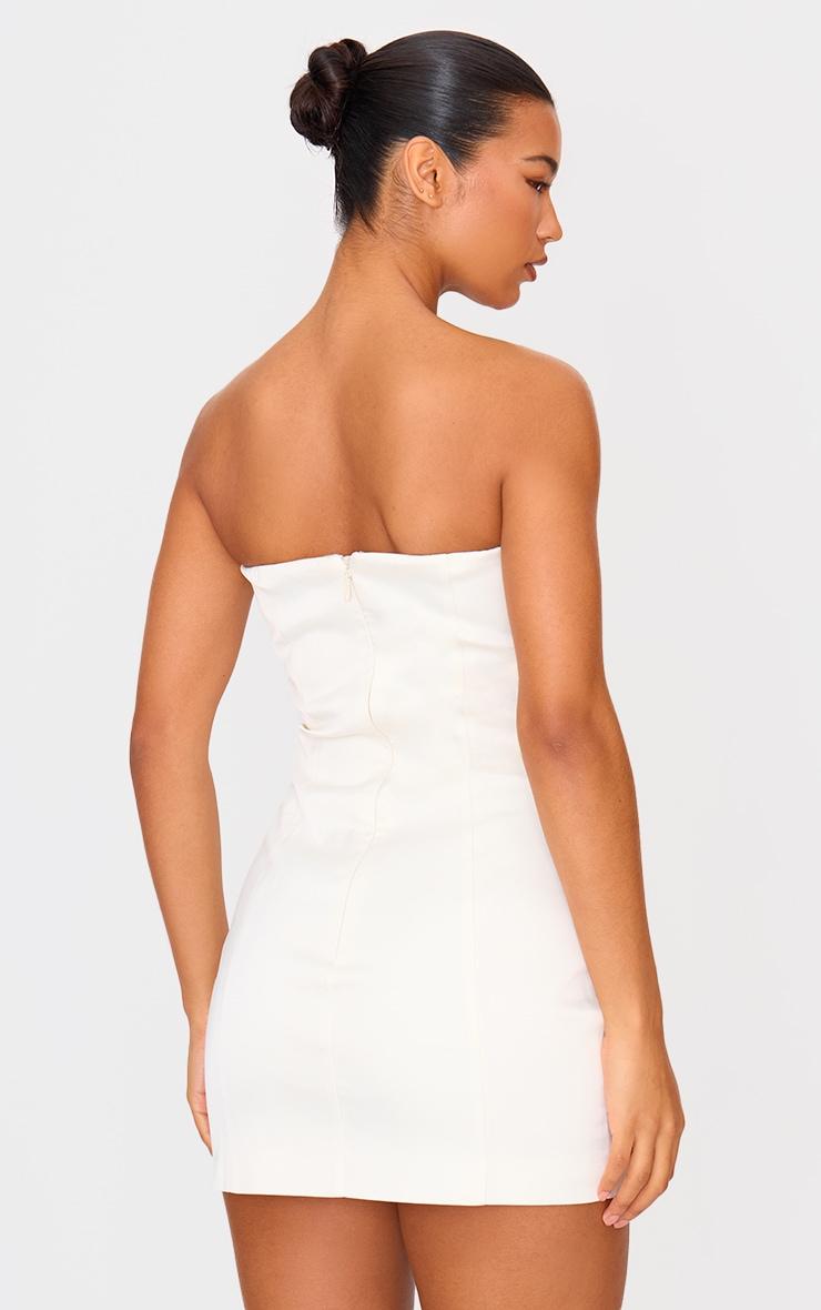 Cream Satin Sweetheart Neckline Mini Dress Product Image