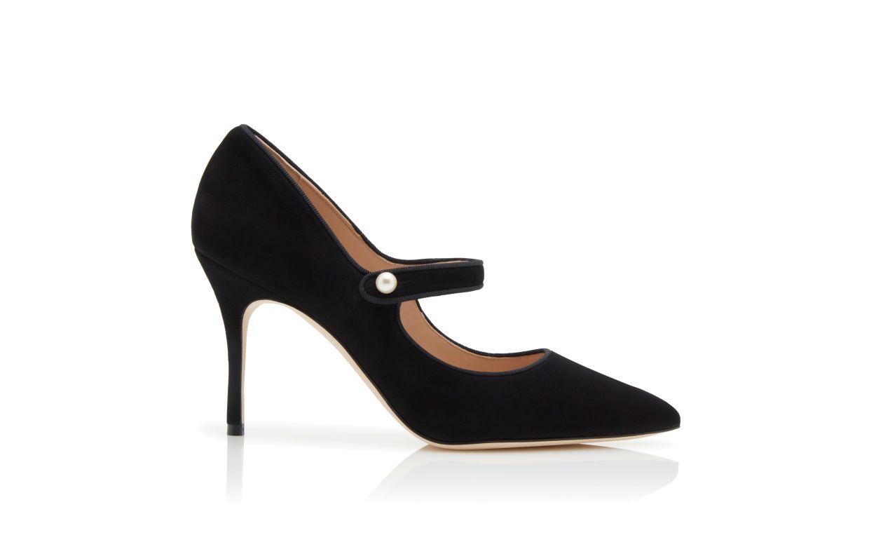 CAMPARIPEARL Black Suede Mary Jane Pumps
 Product Image