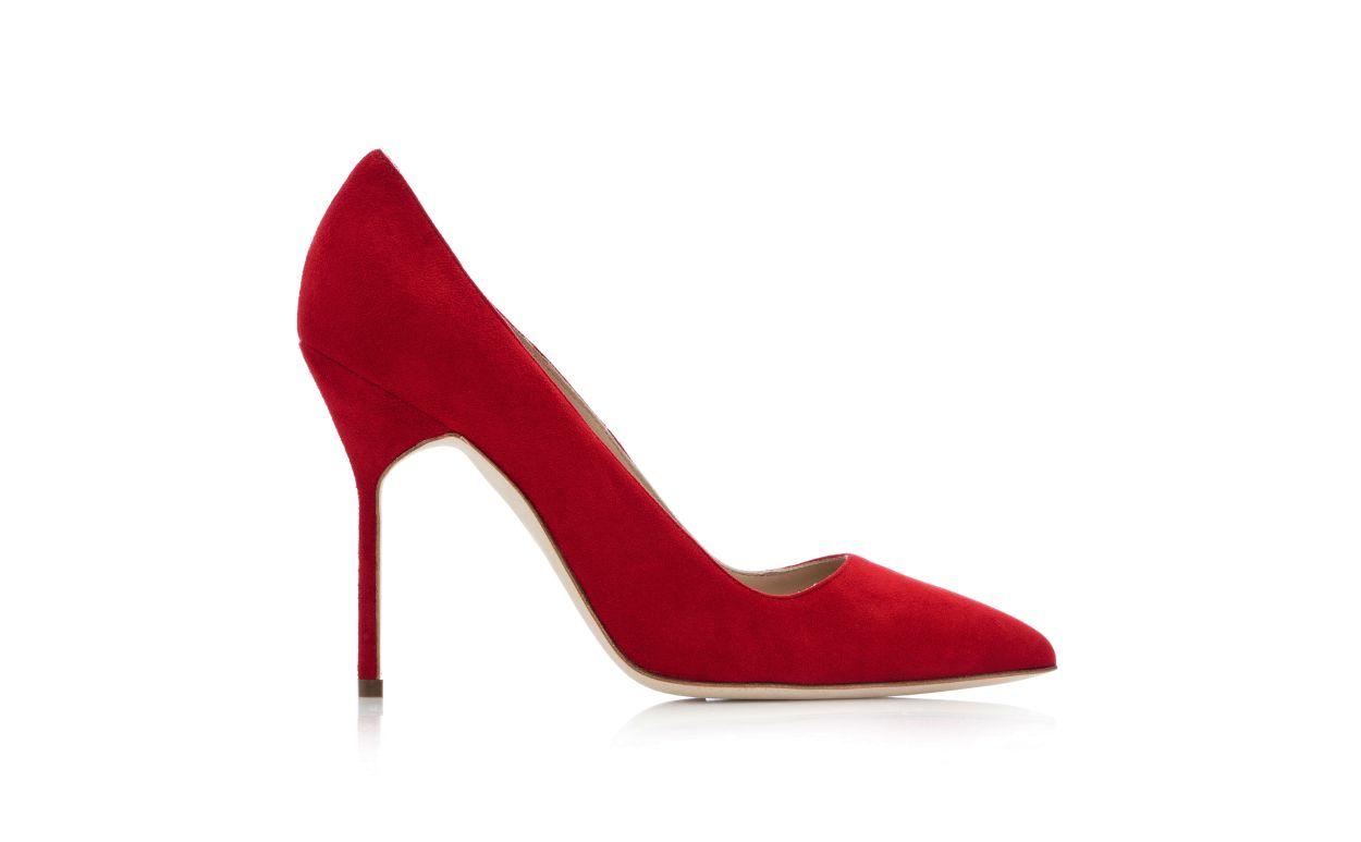 BB Red Suede Pointed Toe Pumps Product Image