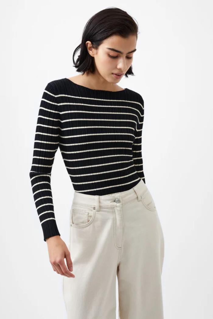 Stripe Crinkle Knit - Black/Classic Cream Product Image