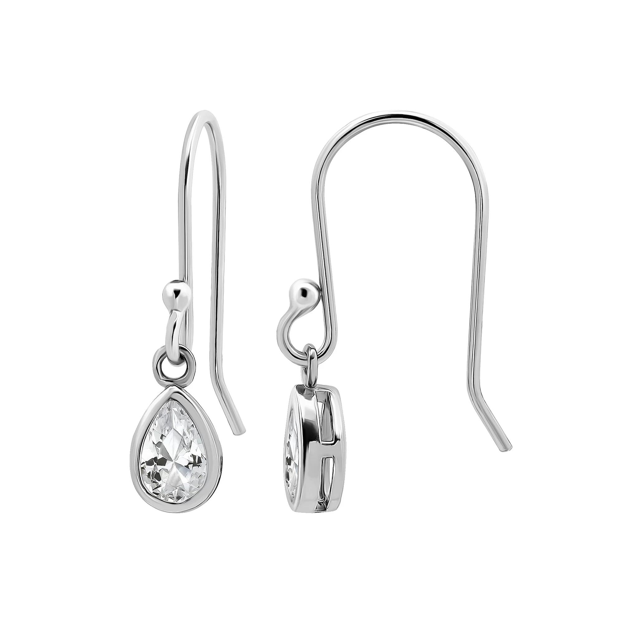 Aleure Precioso Sterling Silver Cubic Zirconia Pear Cut Drop Earrings, Women's Product Image