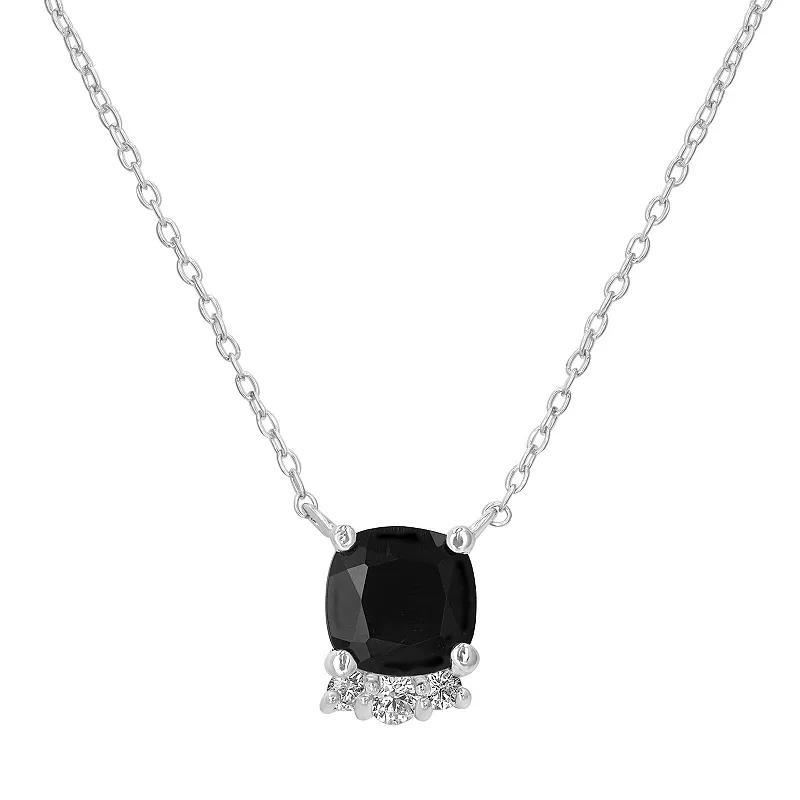 Gemistry Sterling Silver Stone & Cubic Zirconia Cushion Cut Necklace, Women's, Size: 18-20" ADJ, Black Product Image