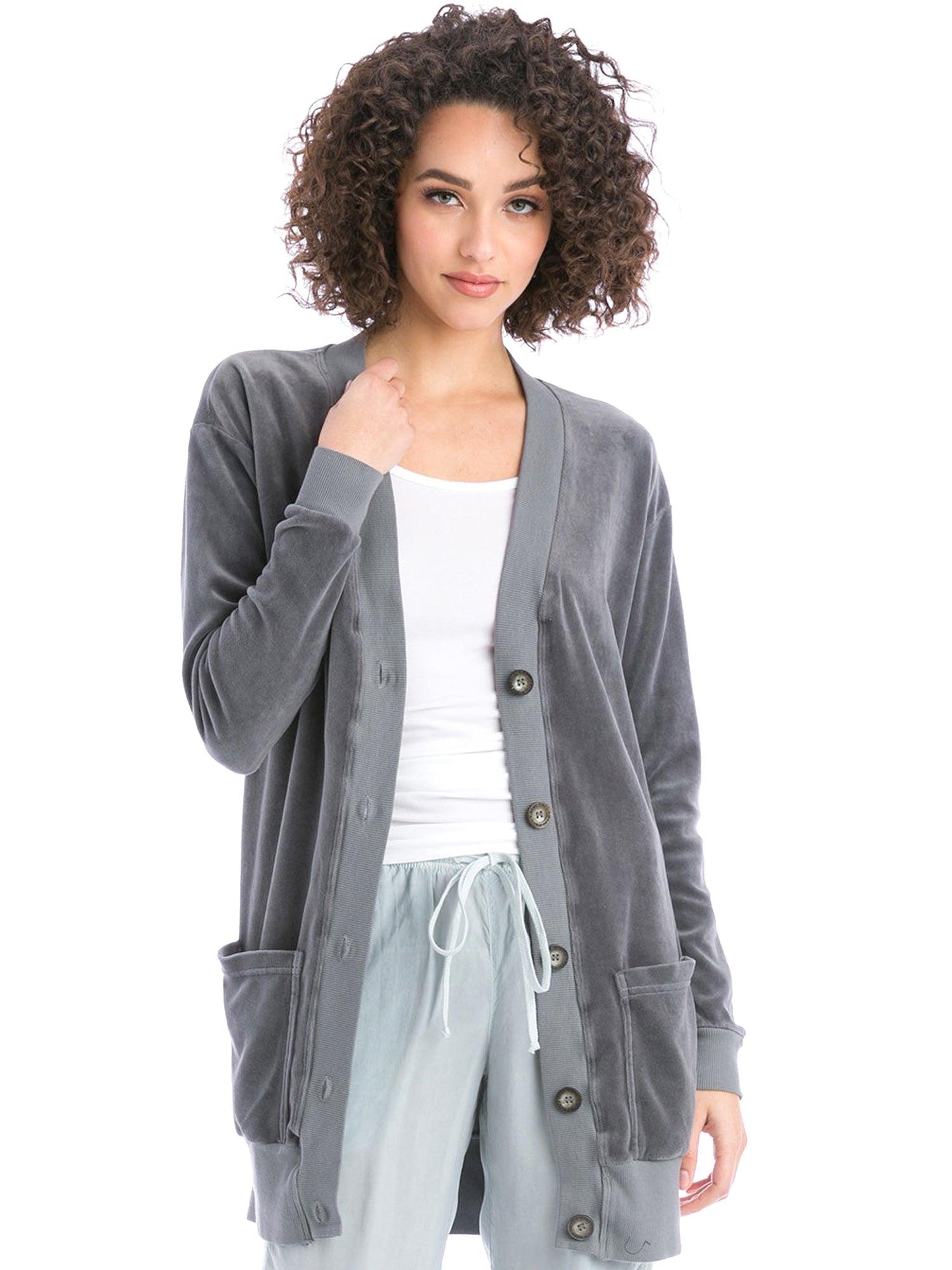 Hard Tail Velour Long Cardigan V-183 Product Image