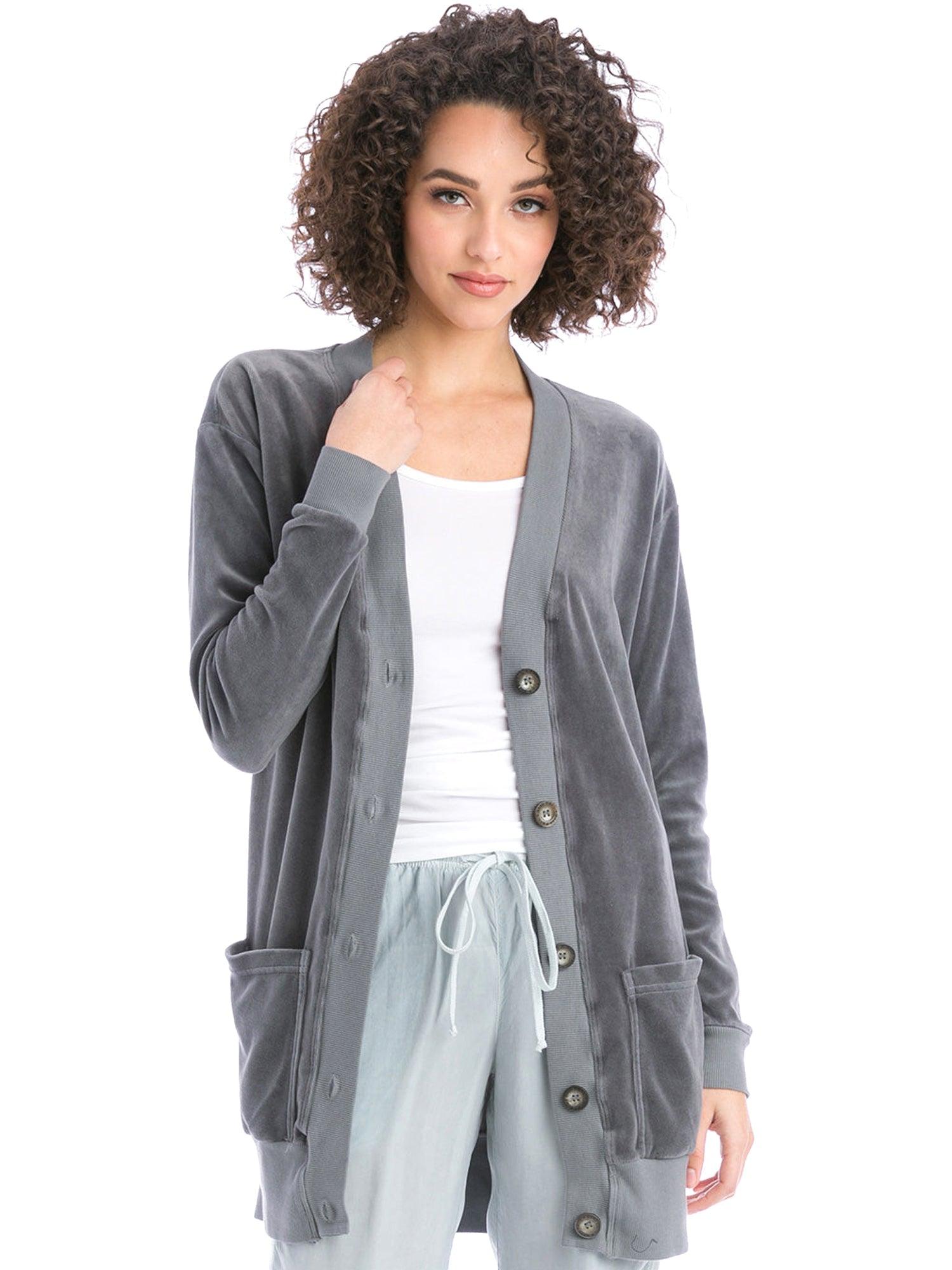 Hard Tail Velour Long Cardigan V-183 Product Image