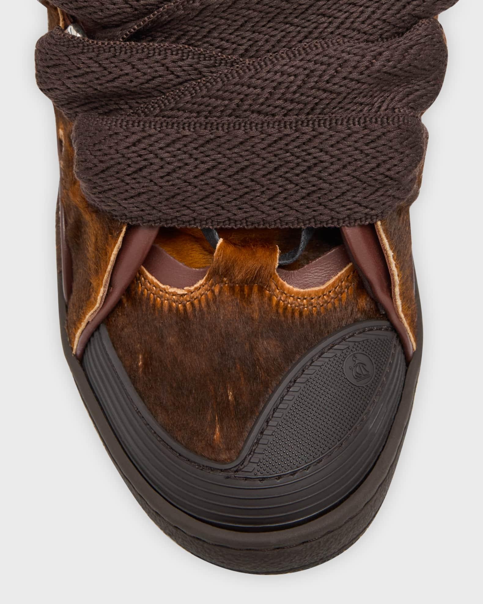 Men's Curb Pony-Effect Leather Low-Top Sneakers Product Image