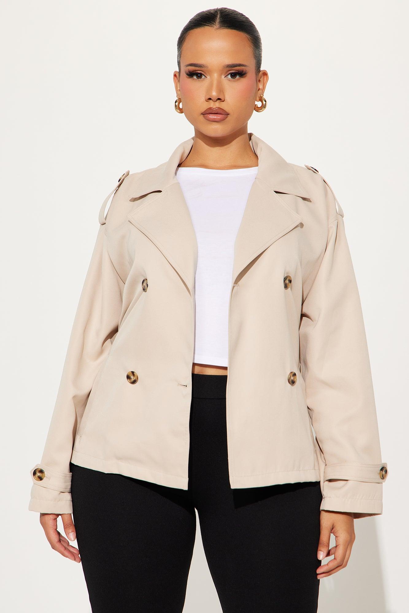 Think On It Cropped Trench - Khaki Product Image