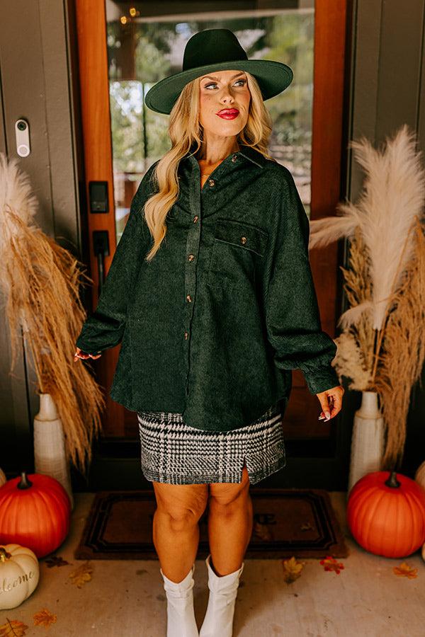 On My Mind Corduroy Button Up In Forest Curves Product Image