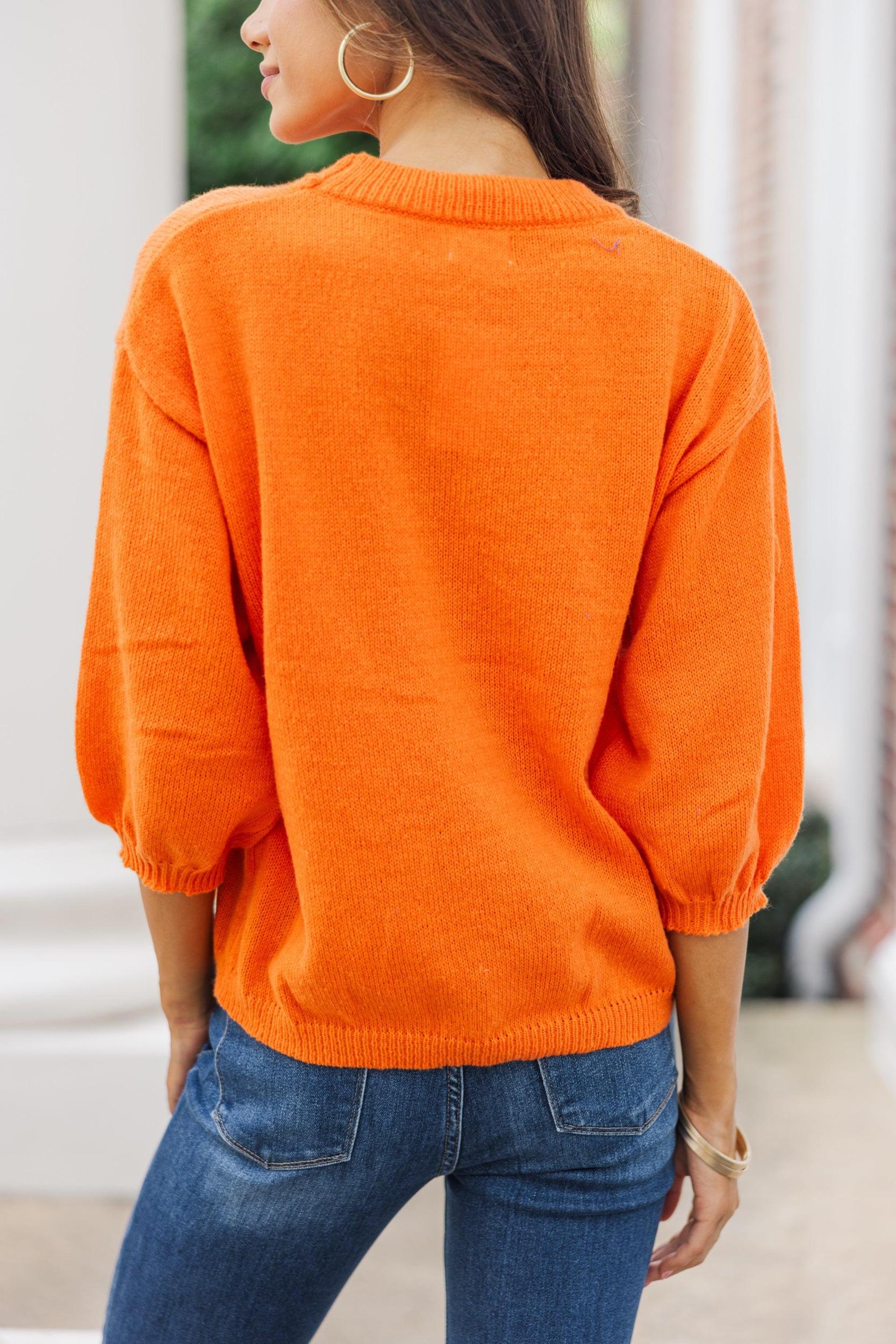 It's Game Day Orange/Blue Puff Sleeve Sweater Female Product Image