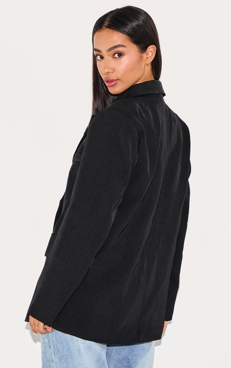 Petite Black Premium Double Breasted Button Detail Blazer Product Image
