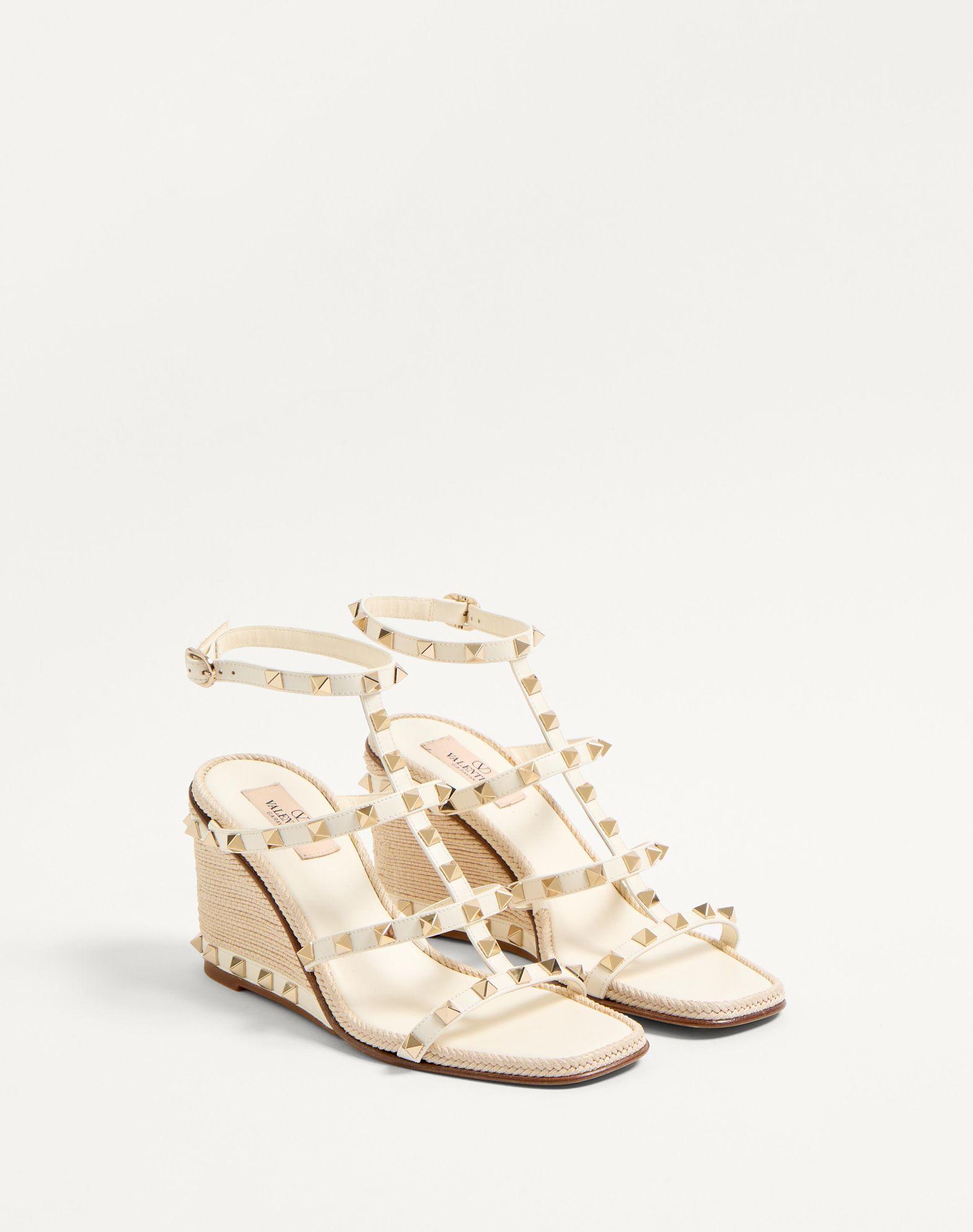 Rockstud Wedge Sandal In Calfskin With Cornely Embroidery 80Mm Product Image