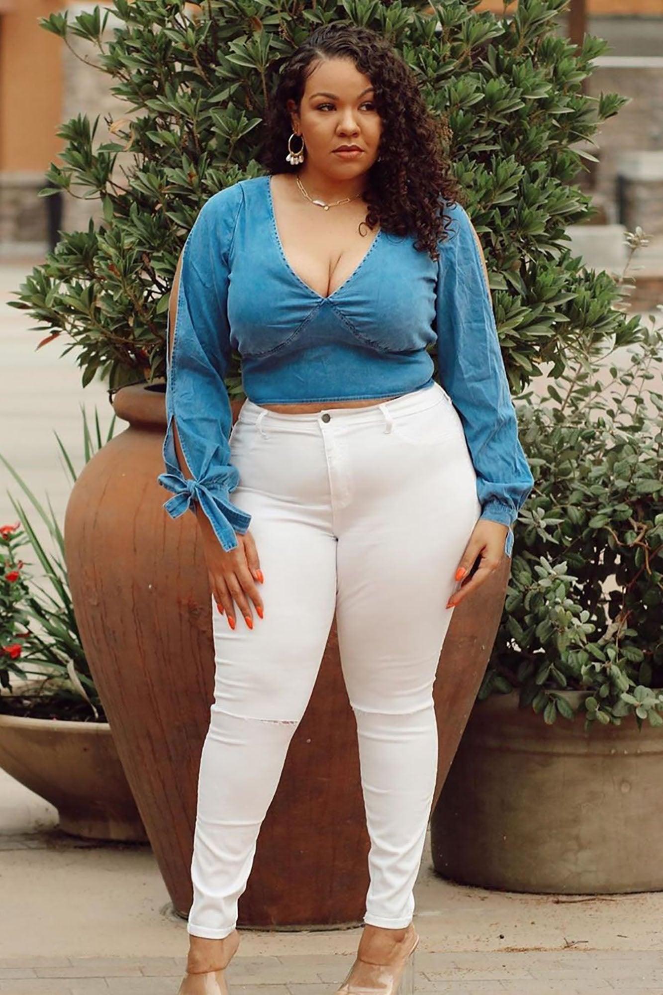 Classic High Waist Skinny Jeans - White Product Image