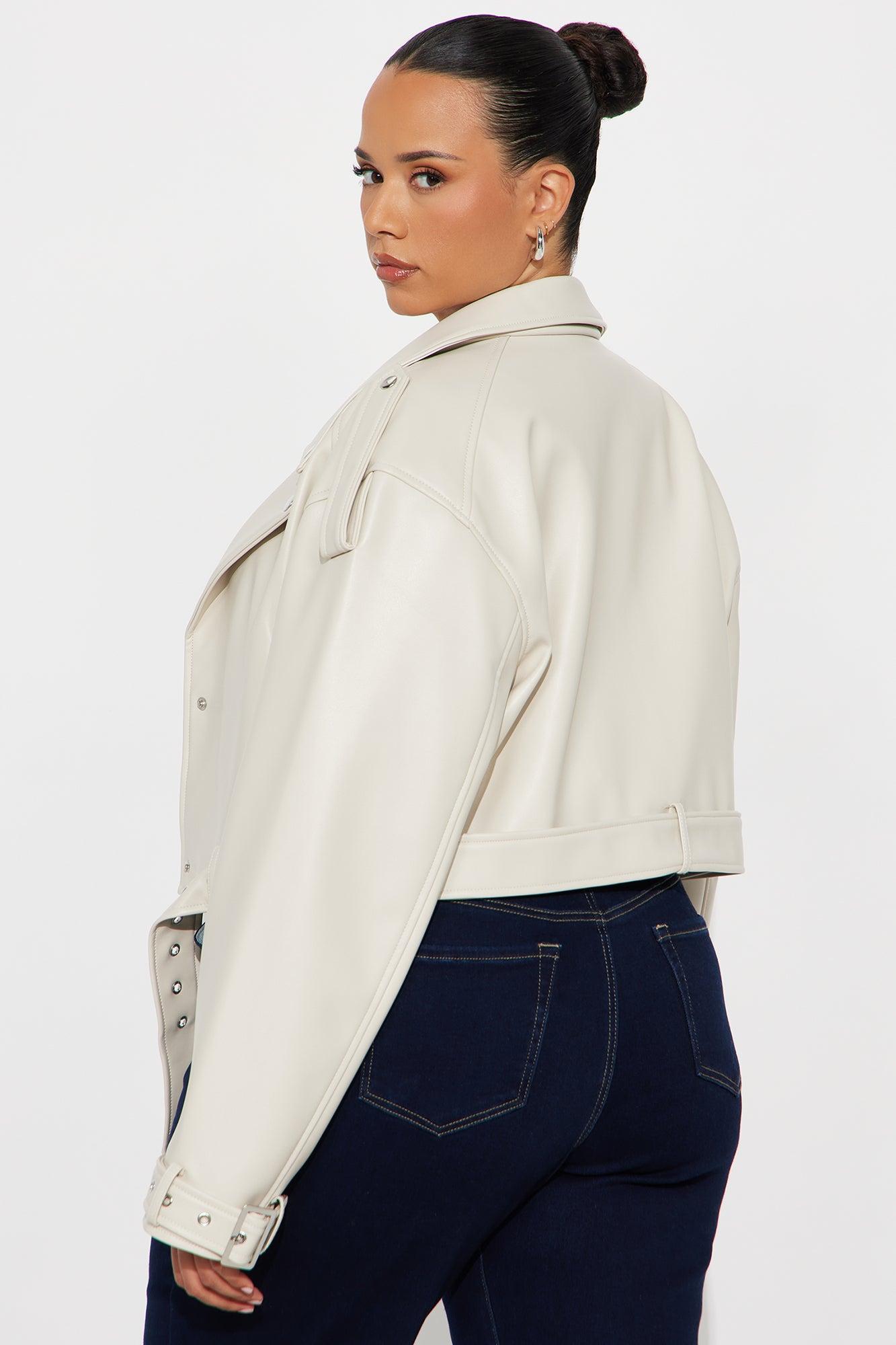 Fast Lane Faux Leather Moto Jacket - Stone Female Product Image