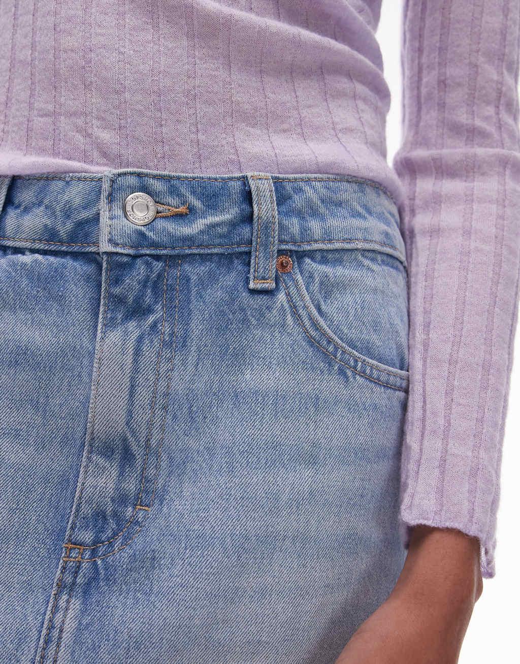 Topshop denim pelmet mini skirt in bleach Product Image