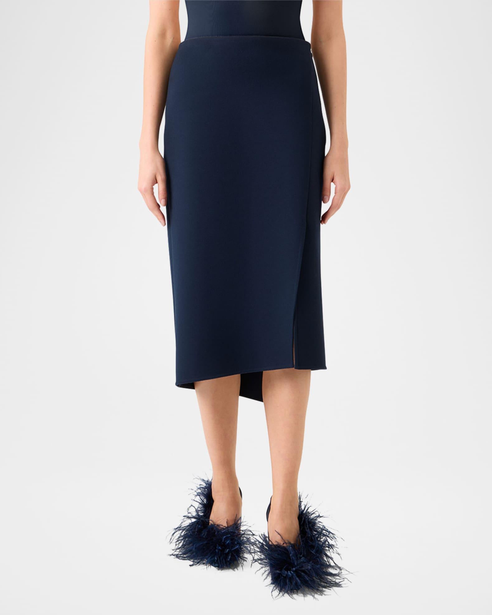 Asymmetric Trapezoid Wool Flannel Double-Face Midi Skirt Product Image