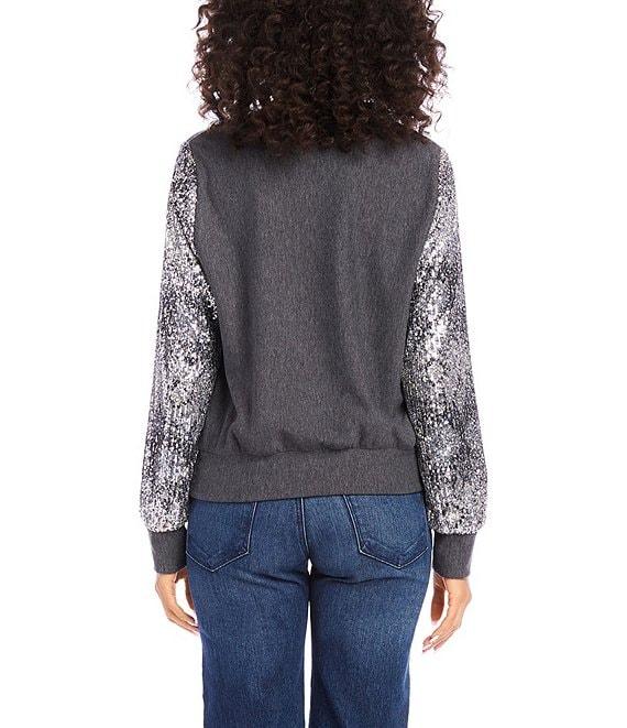 Karen Kane Sequin Crewneck Long Sleeve Top Product Image