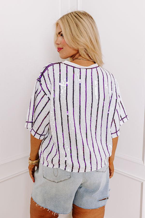 Spirit Squad Sequin Top in Purple Curves Product Image
