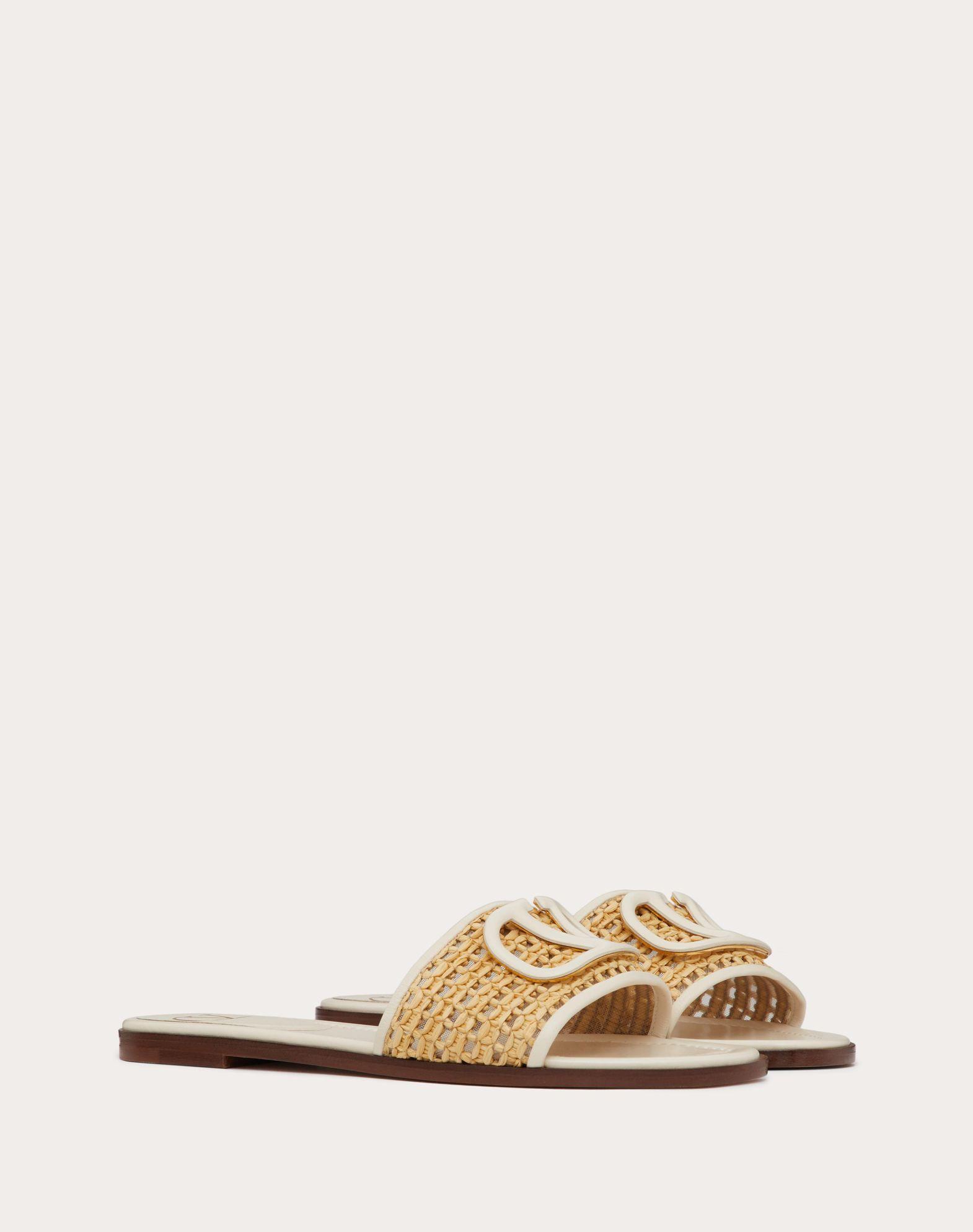 VLOGO SIGNATURE WOVEN RAFFIA SLIDE SANDAL 80MM Product Image