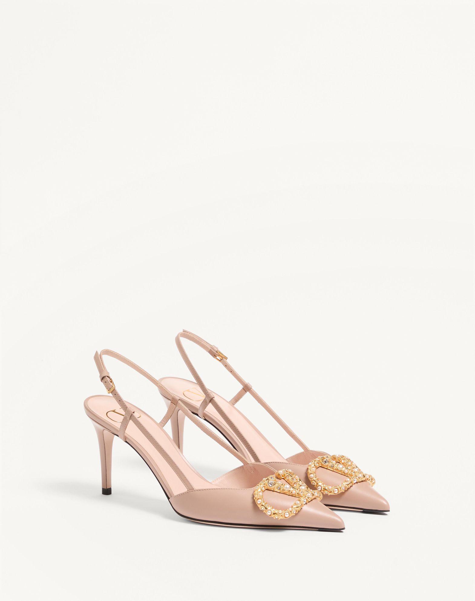 Vlogo Signature Slingback Calfskin Pump With Jewel Logo 80Mm Product Image