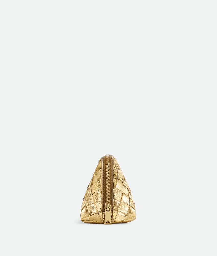 Women's Intrecciato Small Beauty Pouch in Gold Product Image