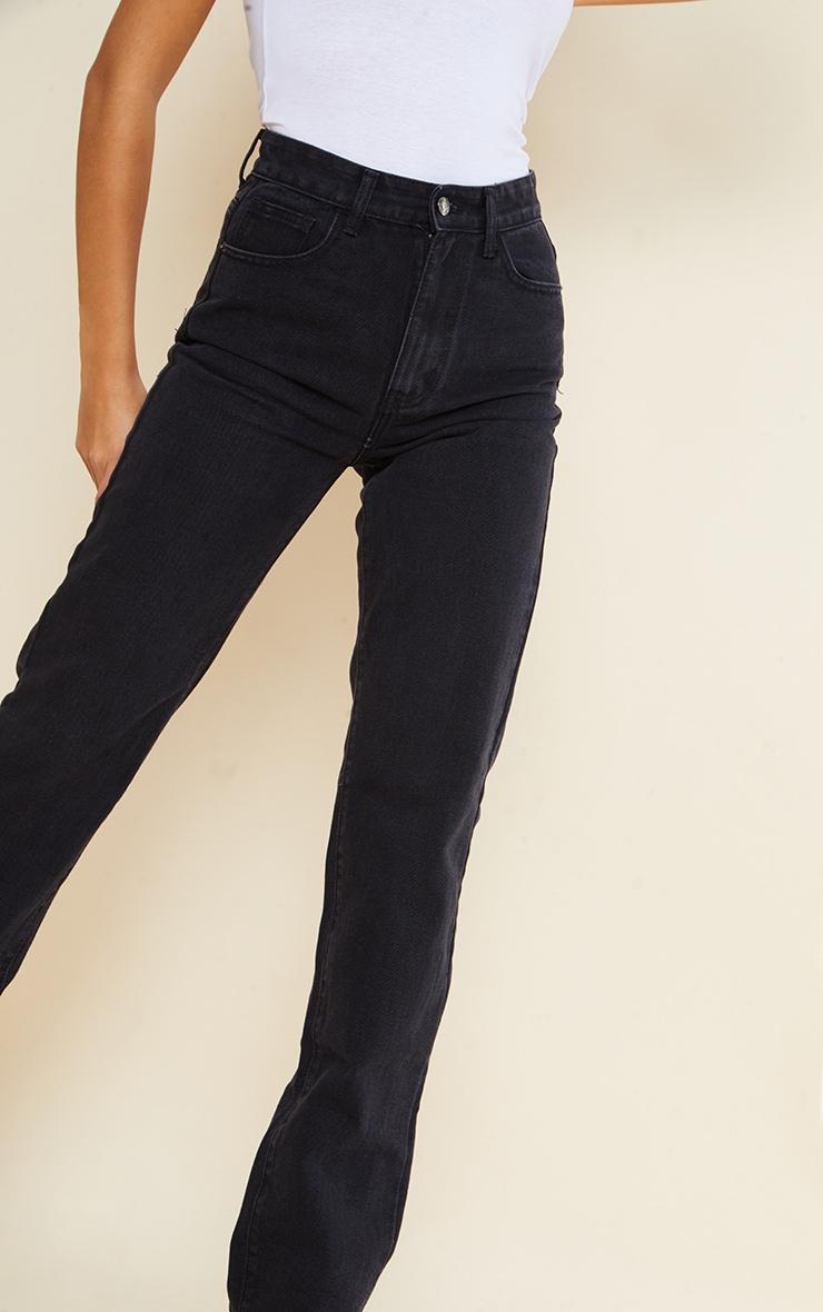 Tall Washed Black High Waist Long Leg Straight Jeans Product Image