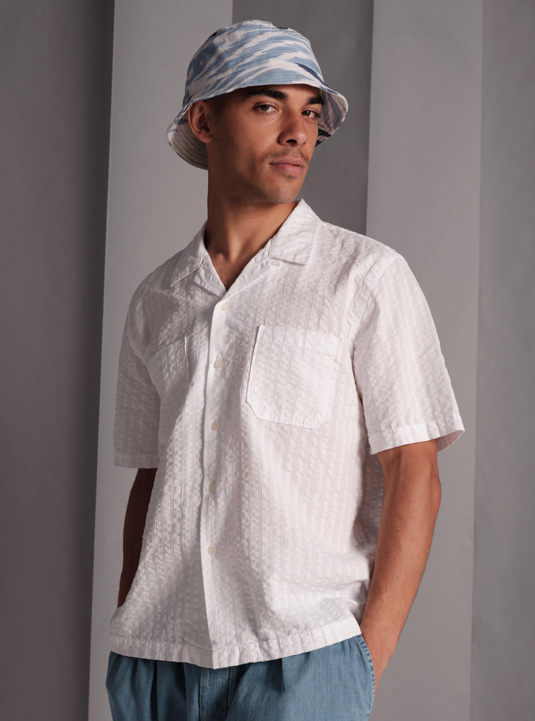 White Kos Self Stripe Sal Road Shirt Product Image