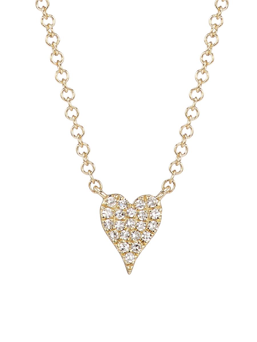 Womens 14K Yellow Gold & 0.05 TCW Diamond Heart Pendant Necklace Product Image