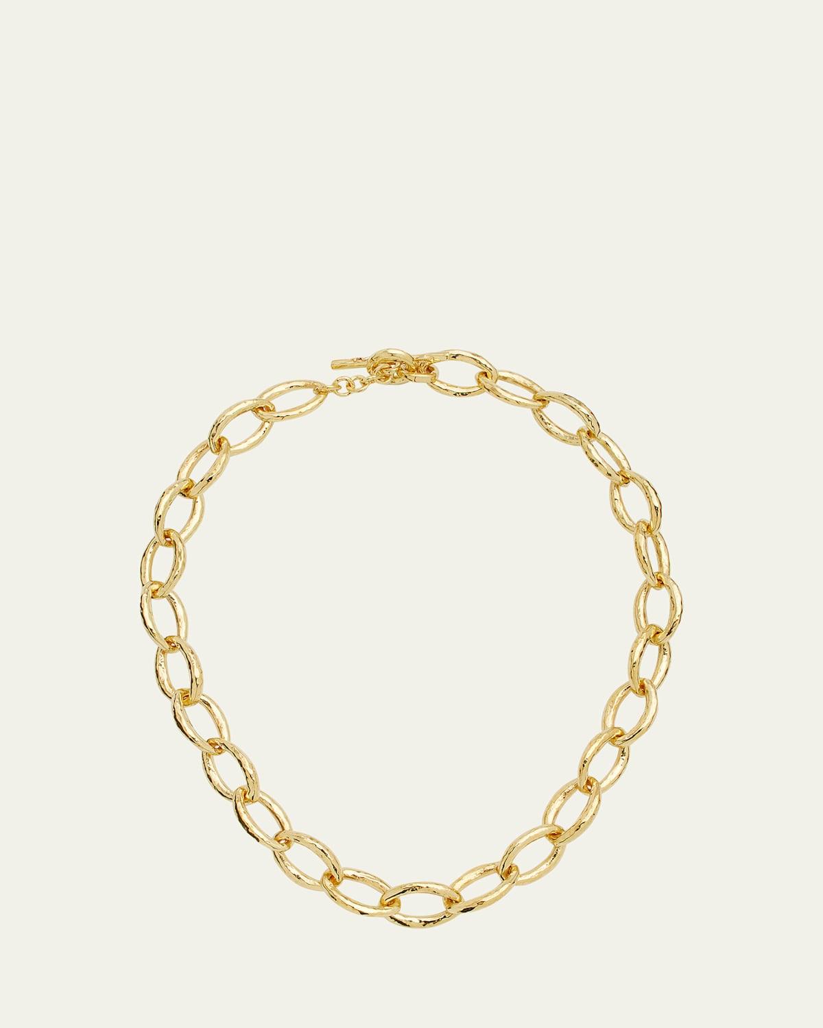 Short Hammered Bastille Mini Link Necklace in 18K Gold Product Image