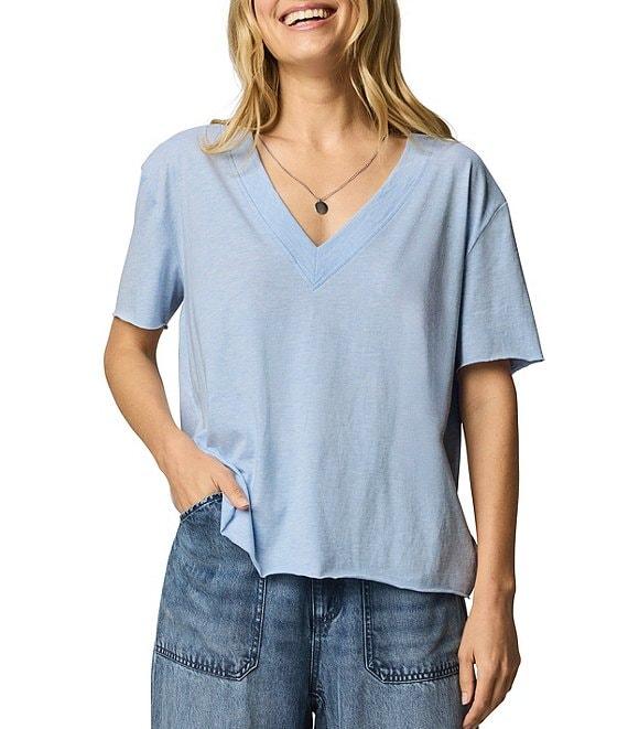 Splendid Kacey Knit Jersey Short Sleeve V-Neck Tee Shirt Product Image