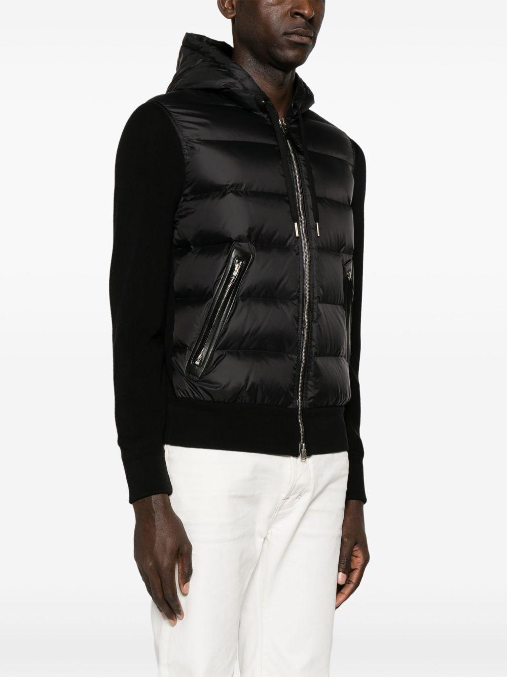 hooded knit-panelled puffer jacket Product Image