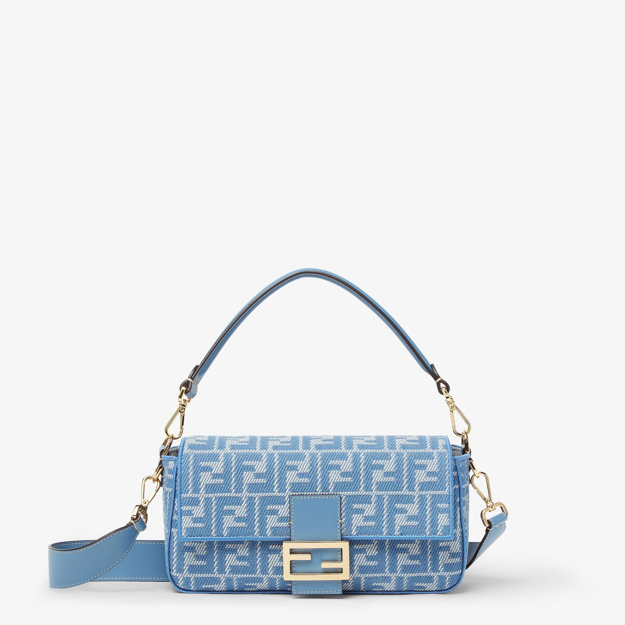 BaguetteBlue denim-effect FF jacquard bag Product Image