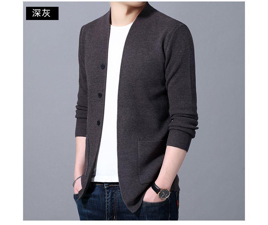 V-Neck Plain Cardigan Product Image