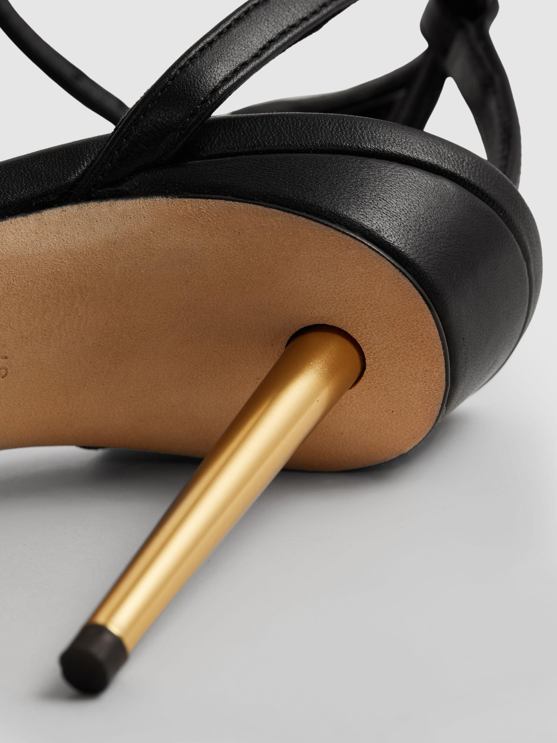 Italian Leather Strappy Heels in Black Product Image