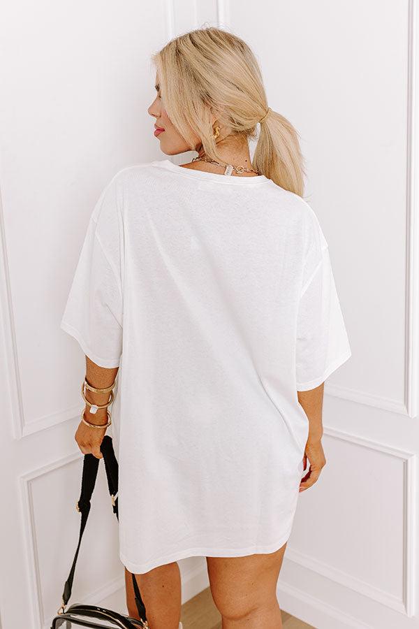 The Final Touch Down Sequin Oversized Tee in White Curves Product Image