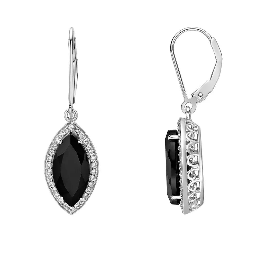 Gemminded Sterling Silver Lab Created Black Sapphire Earrings, Women's Product Image