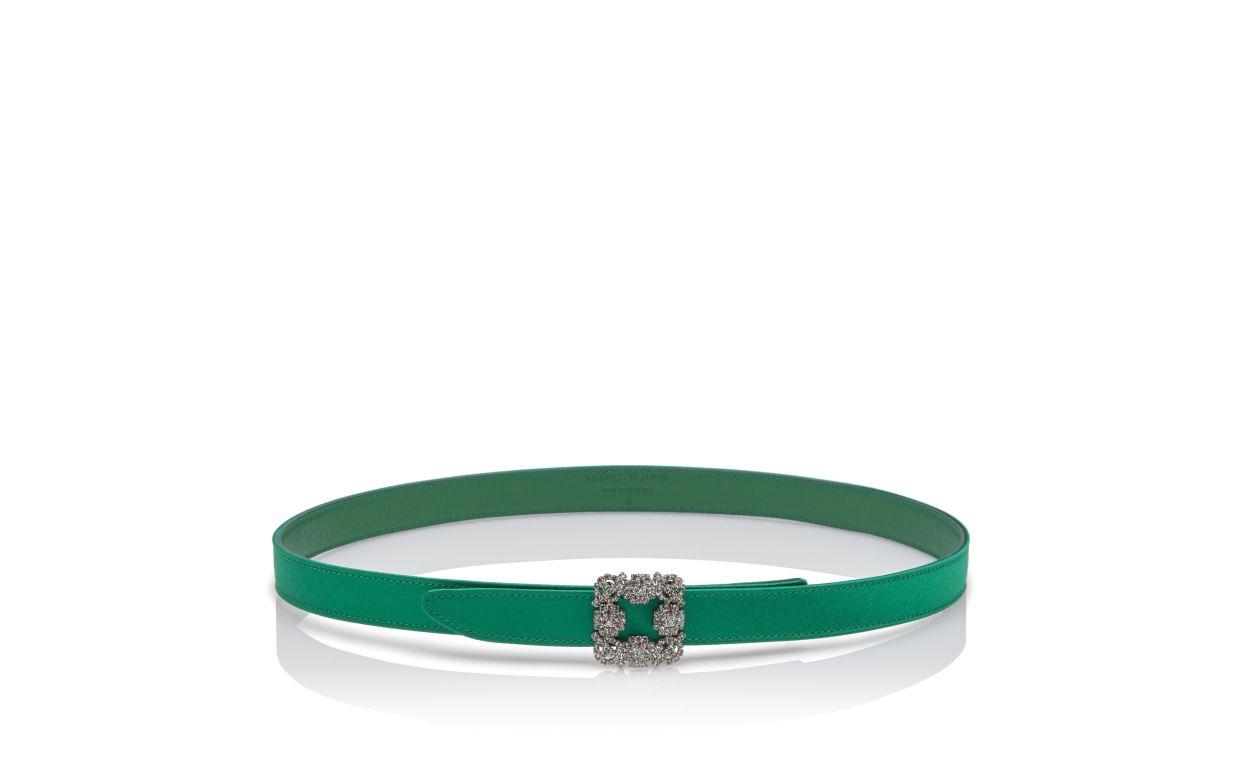 HANGISI BELT MINI Green Satin Crystal Buckled Belt Product Image