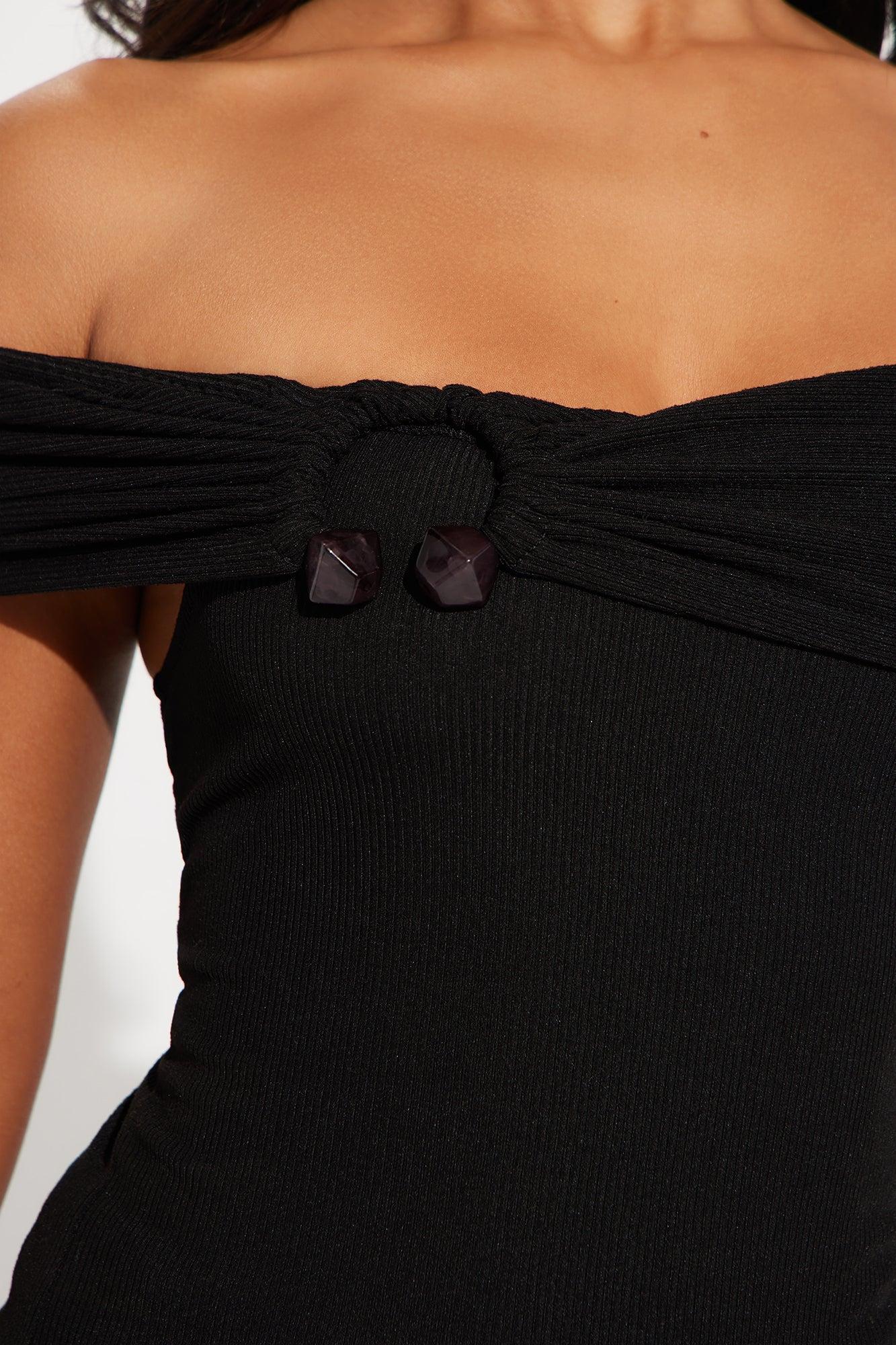 Brighter Days Off Shoulder Top - Black Product Image