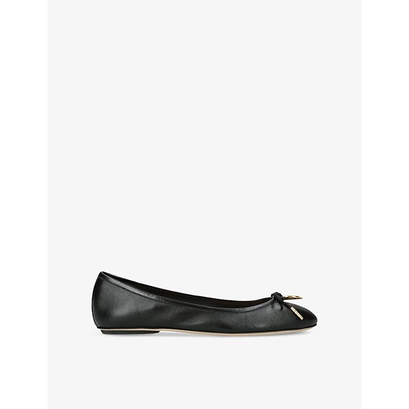 CHLOÉ Bow Detail Round Toe Flat Sole Ballerina Shoes In Black Product Image