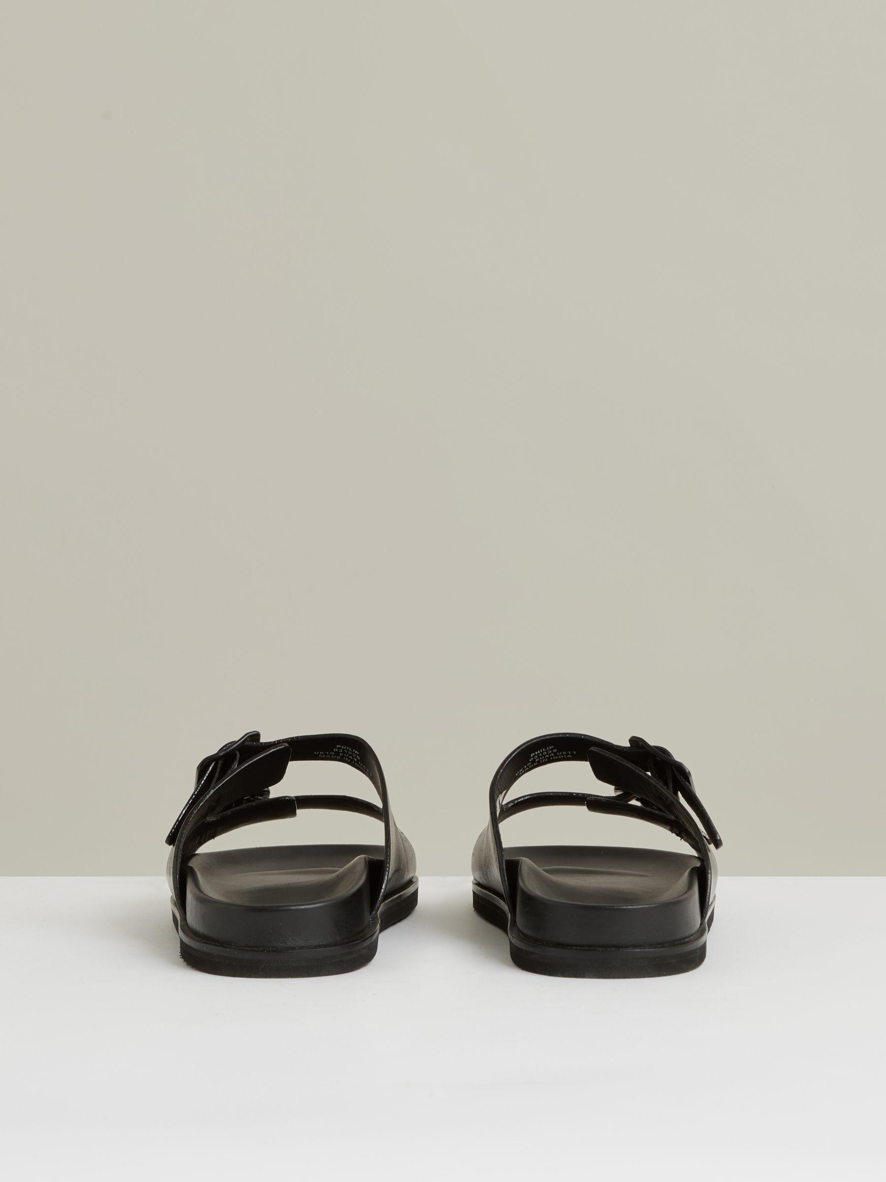 Leather Double-Strap Sandals in Black Product Image
