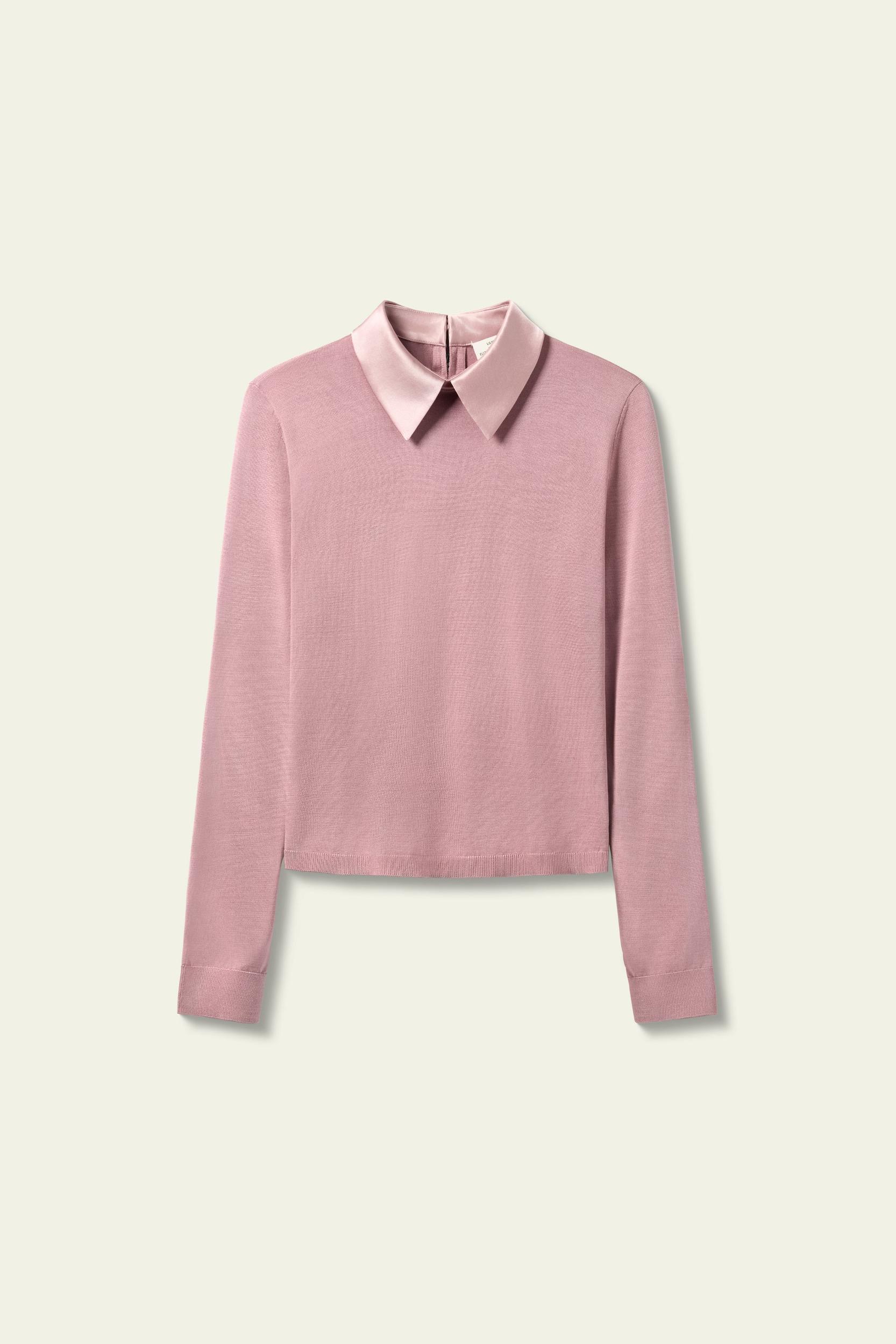 LSxES Elitist Silk Knitted Top with Collar Product Image