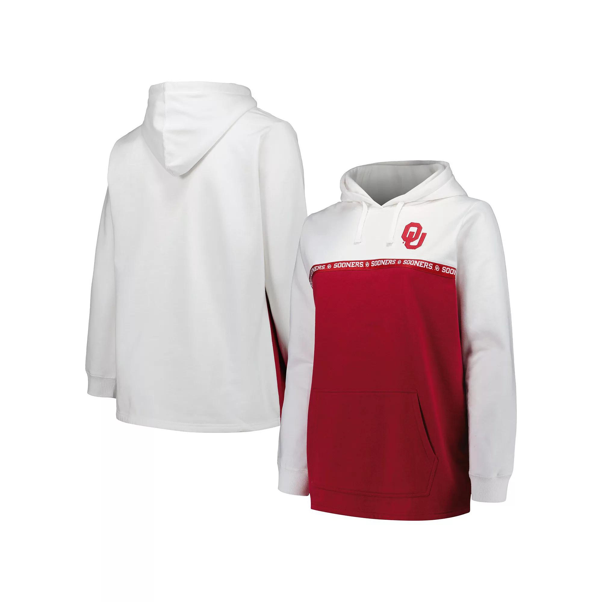 Womens Profile /Crimson Oklahoma Sooners Plus Size Taping Pullover Hoodie Product Image