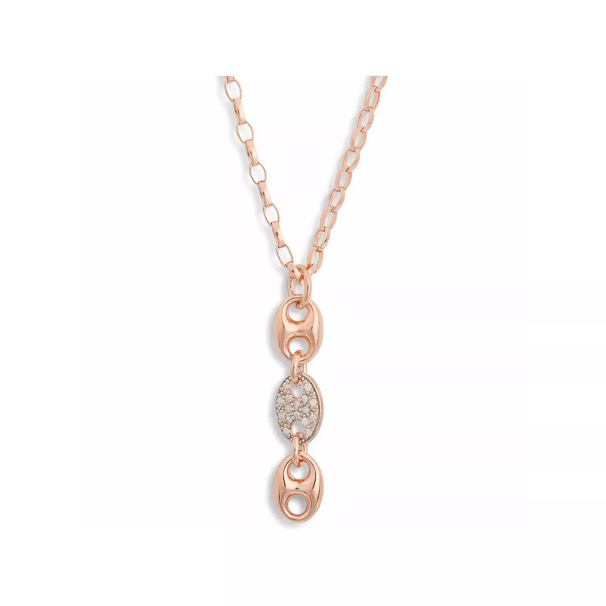 Meshmerise Sterling Silver 1/7 Carat T.W. Diamond Links Drop Necklace, Women's, Size: 16-18" ADJ, Pink Tone Product Image