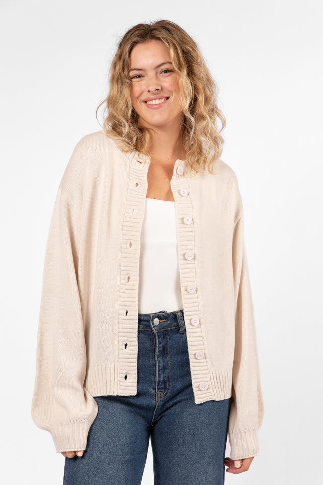 All We Have Beige Button Front Cardigan FINAL SALE Product Image