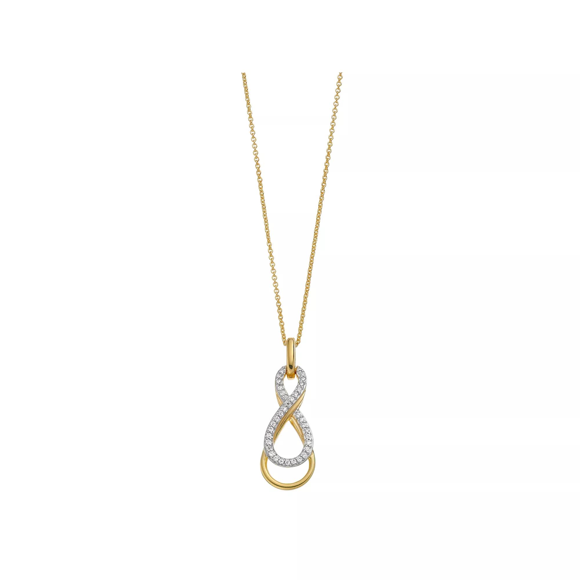 14k Gold Over Silver 1/10 Carat T.W. Diamond Infinity Pendant Necklace, Women's, Size: 18", Gold Tone Product Image